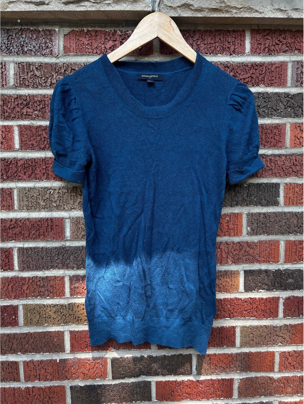 Banana Republic Dark Teal Puff Shoulder Short Sleeve Sweater